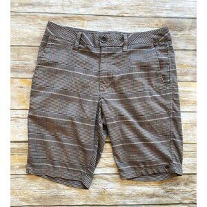 Quiksilver Mens Plaid Dark Beige Red Black Plaid Shorts Size 30 Skater Surfer